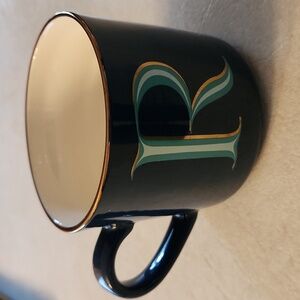 Opalhouse Navy Blue R Monogram Mug With Gold Trim